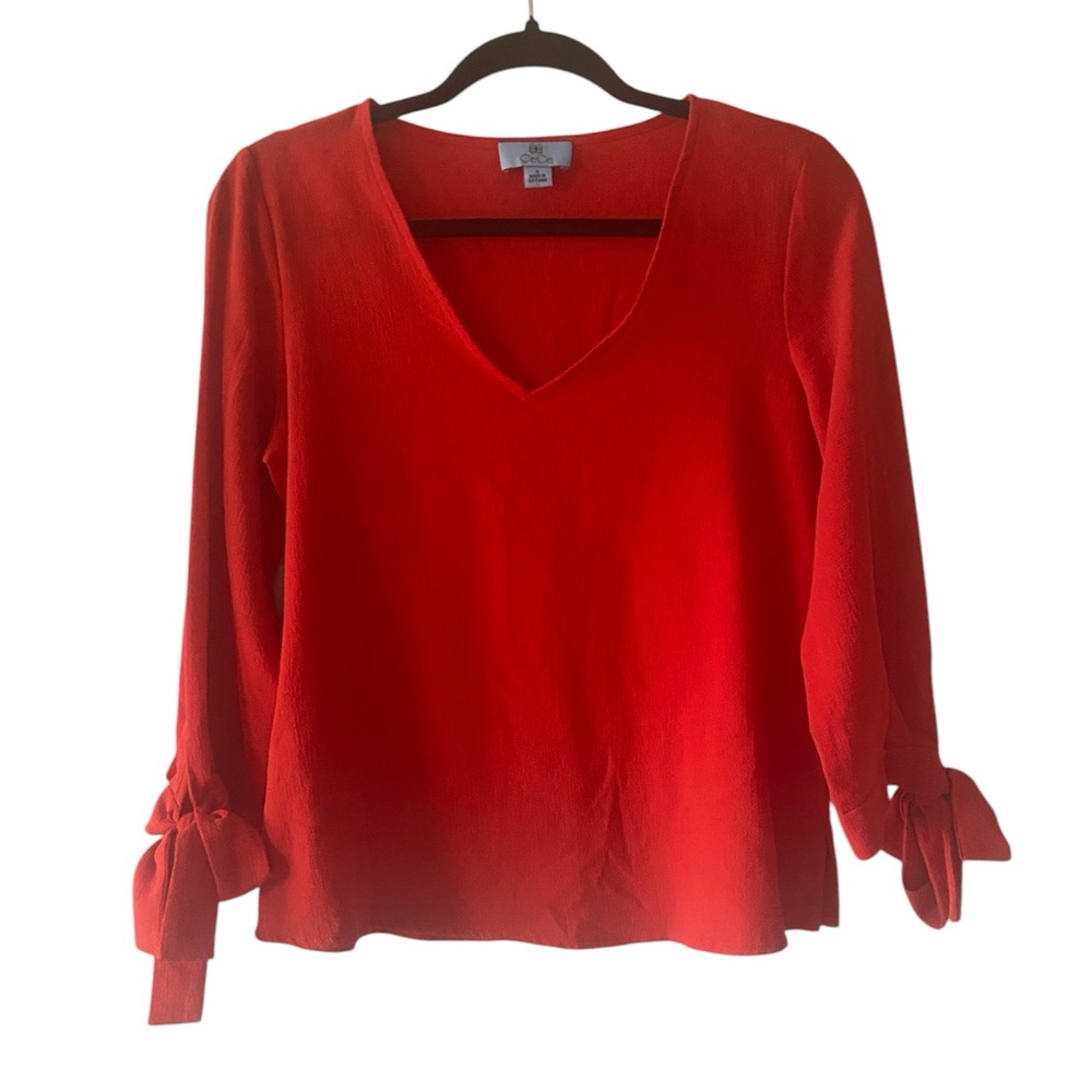 Women's Red V-Neck Top